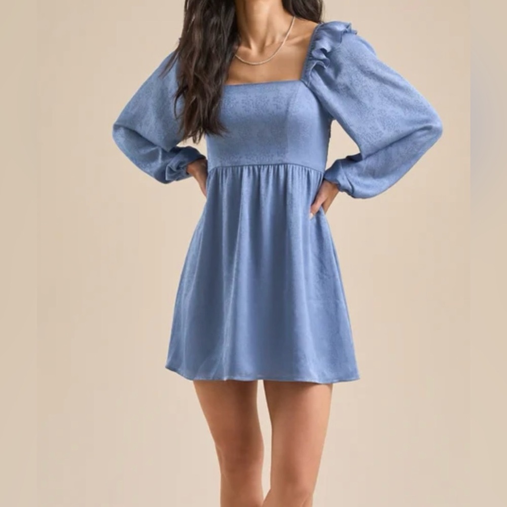 NWOT Altar’d State Harriet Floral Mini Dress - Long Sleeves - Blue - Size S